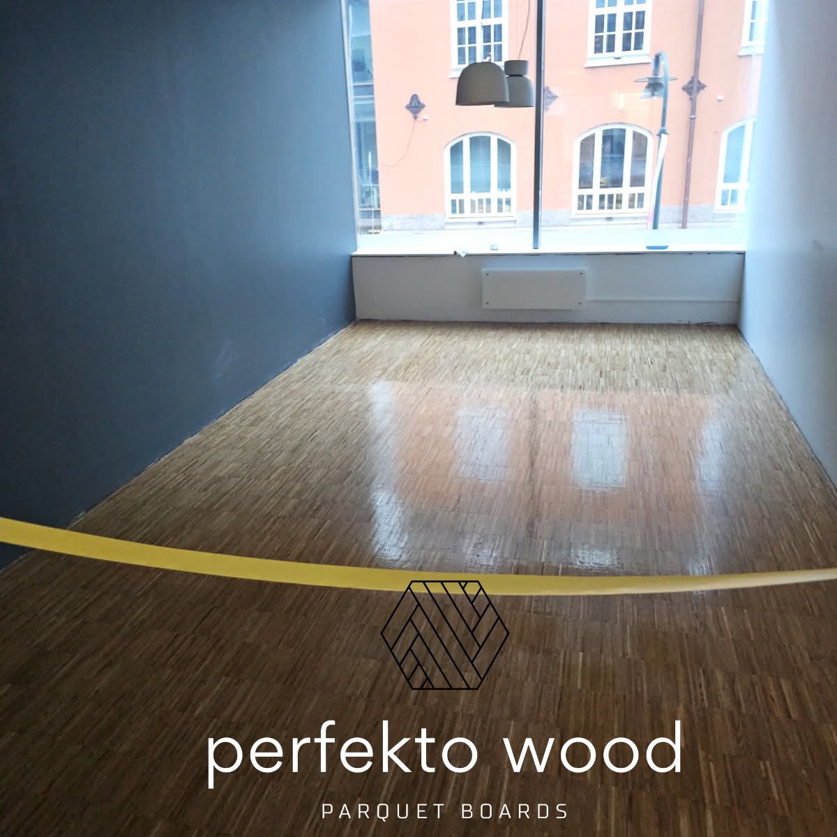 Solid oak industrial parquet Tromso Norway &mdash; unfinished lacquered on site &mdash; Perfekto Wood