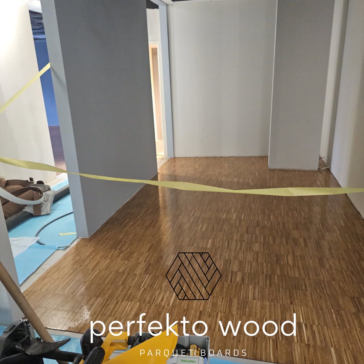Industrial parquet floor detail Tromso Norway &mdash; 16x8x160 mm solid oak