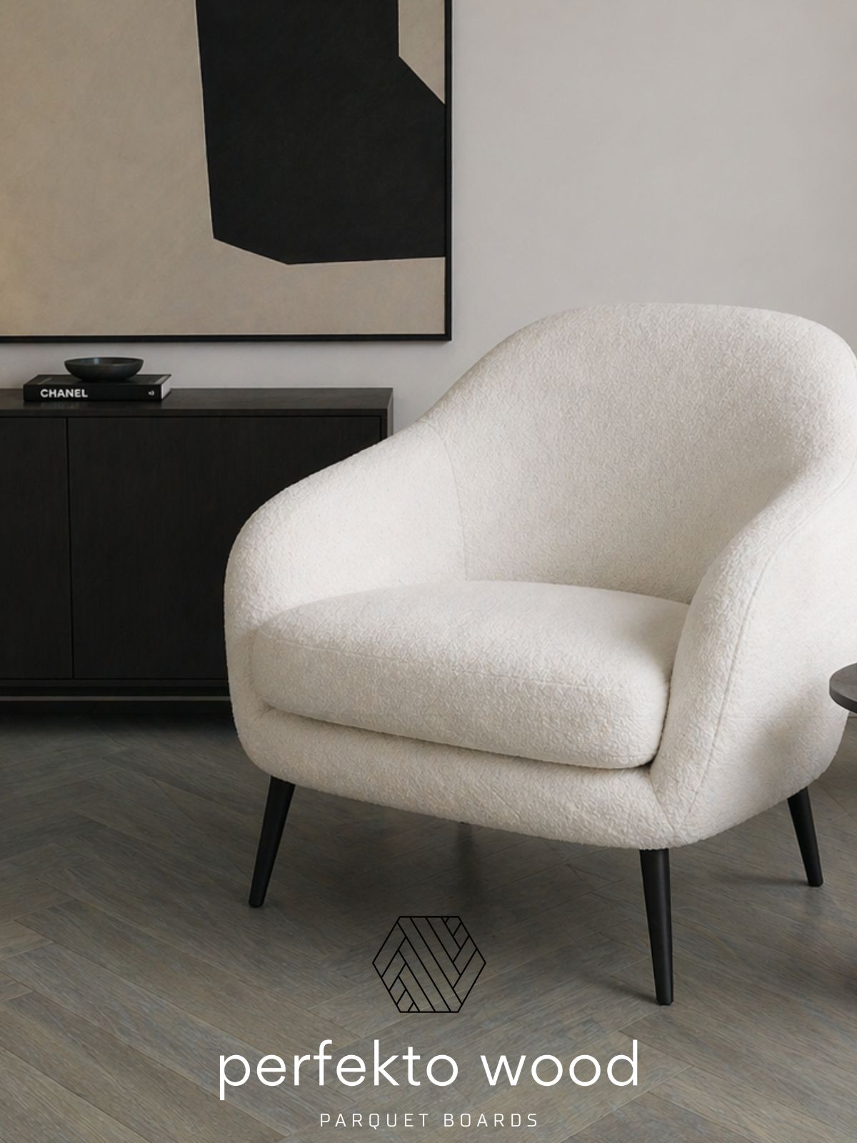 Nastro smoked oak parquet — neutral grey tone, PerfektoWood Lithuania