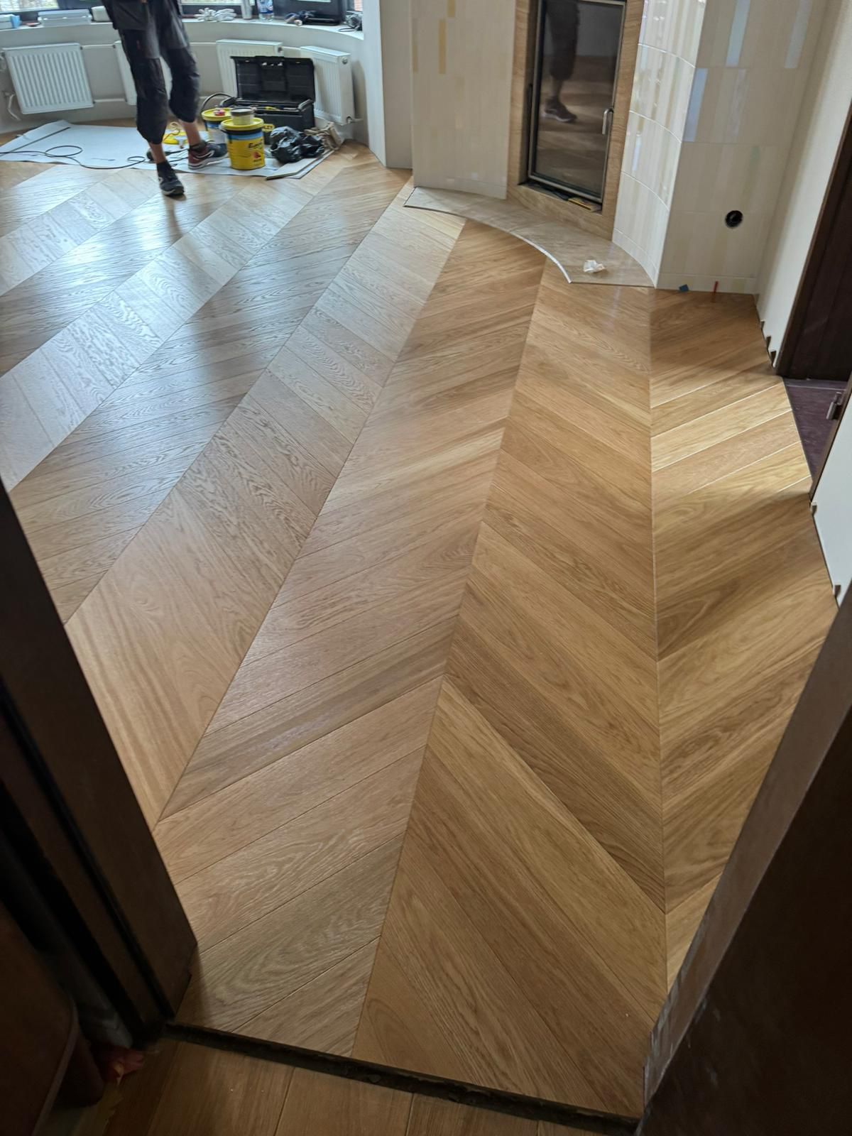 Select grade engineered oak chevron flooring Spring Honey colour &mdash; Riga Latvia